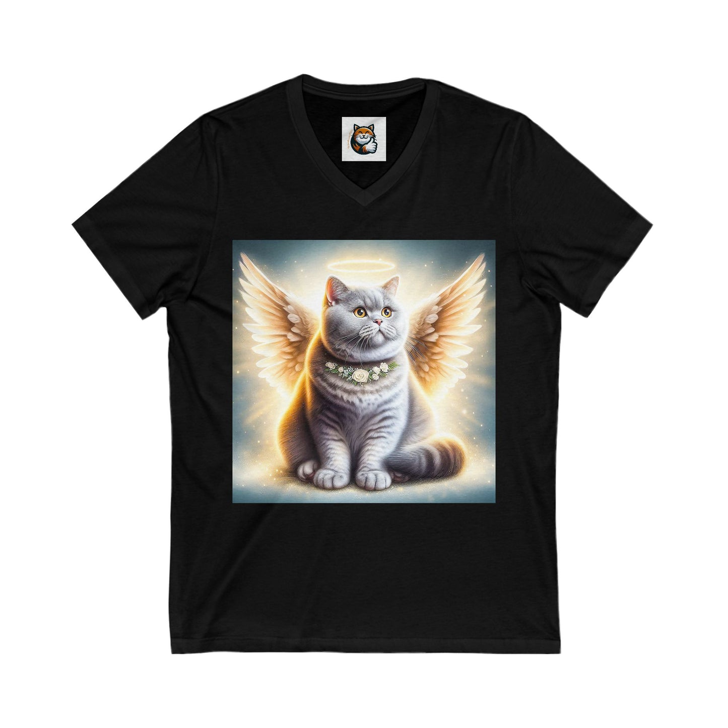 British Shorthair Unisex Jersey Short Sleeve V-Neck Tee