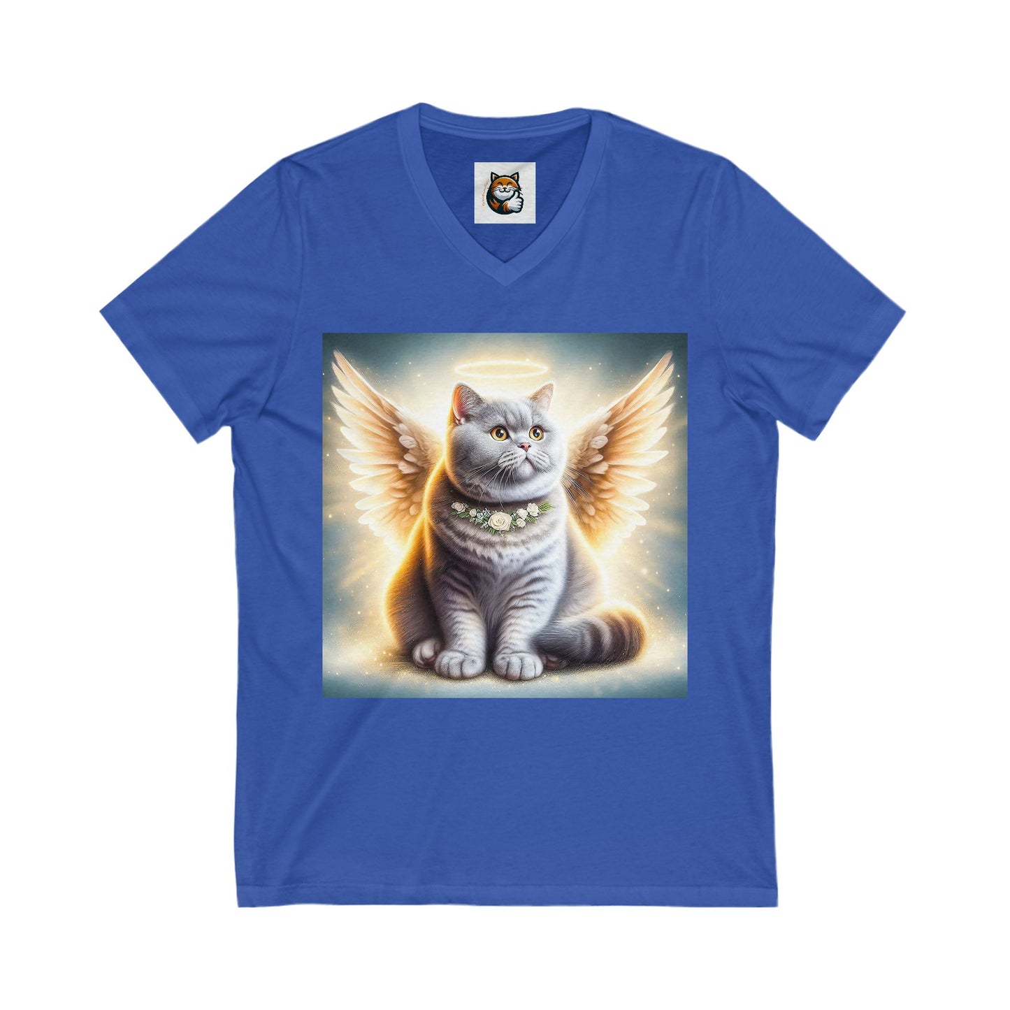 British Shorthair Unisex Jersey Short Sleeve V-Neck Tee