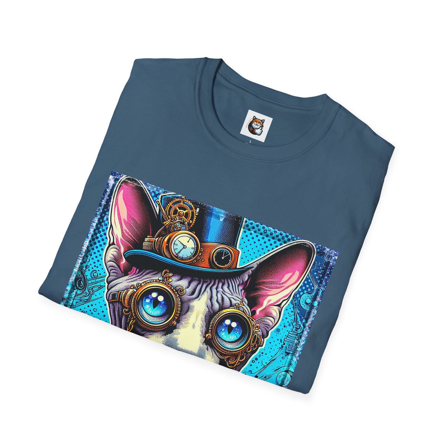 Devon Rex steam punk  Unisex Softstyle T-Shirt