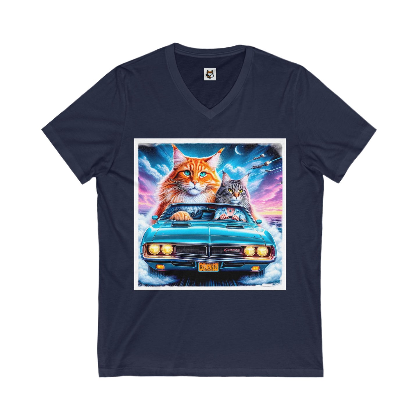 Wacky Maine Coon Unisex Jersey Short Sleeve V-Neck Tee