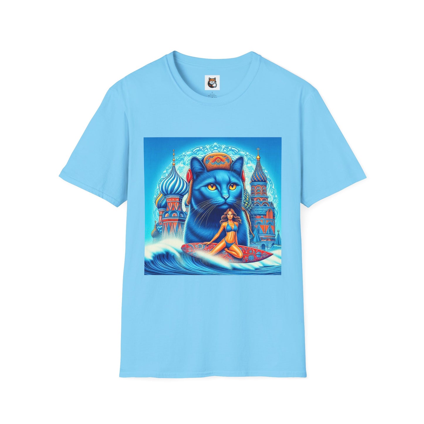 Russian Blue Cat egyptian goddess Softstyle T-Shirt