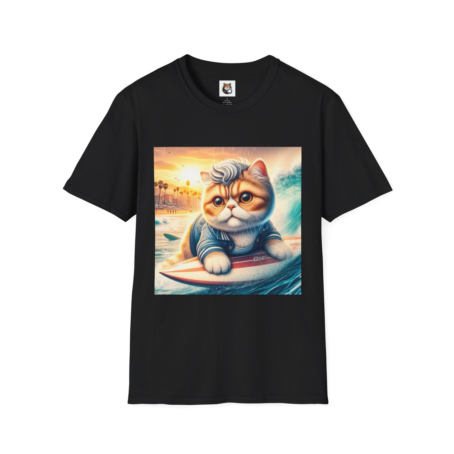 Selkirk Rex Cat T-Shirt -handsome surfer