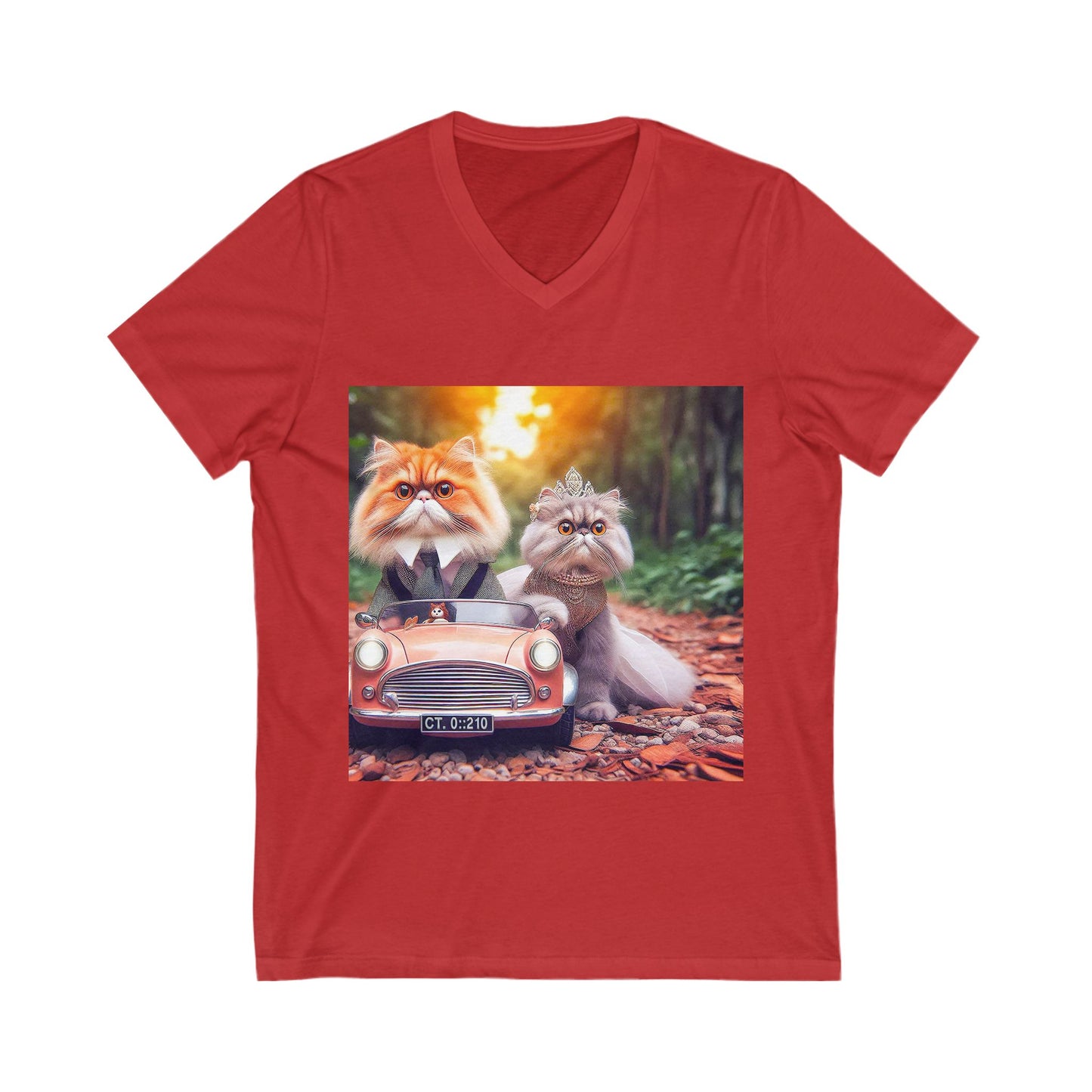 Wacky Persian Cat Unisex Jersey Short Sleeve V-Neck Tee
