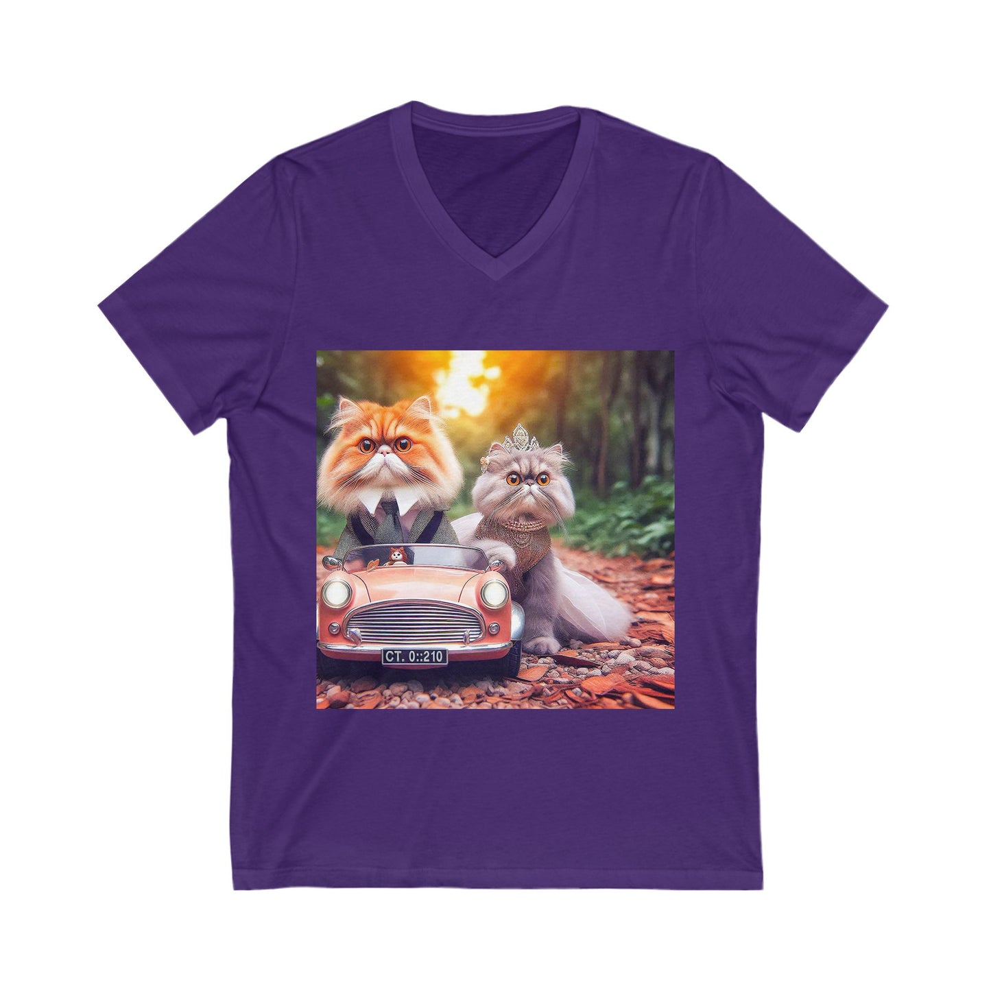 Wacky Persian Cat Unisex Jersey Short Sleeve V-Neck Tee
