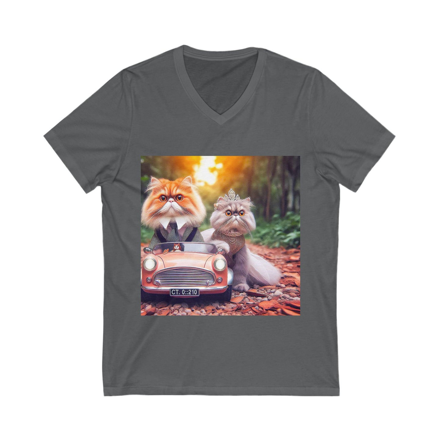 Wacky Persian Cat Unisex Jersey Short Sleeve V-Neck Tee