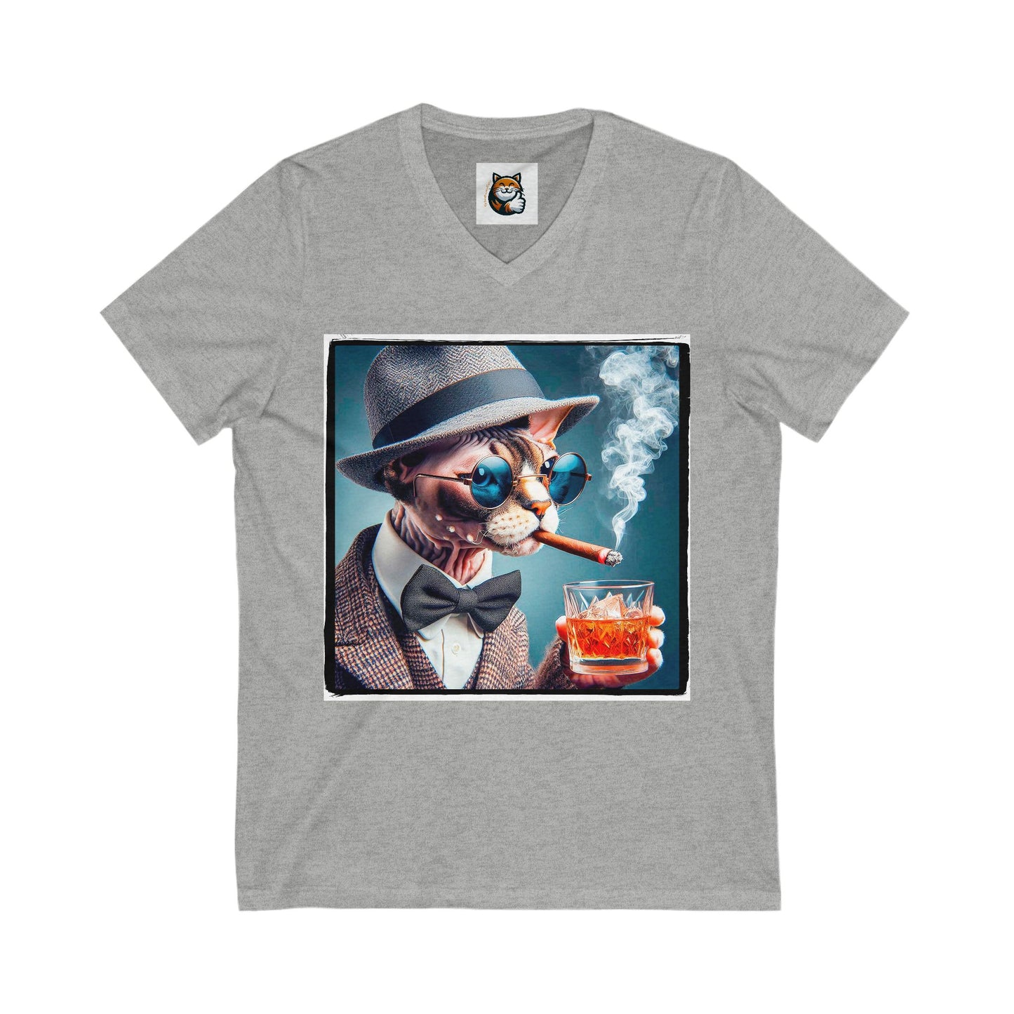 Devon Rex Cat Unisex Jersey Short Sleeve V-Neck Tee