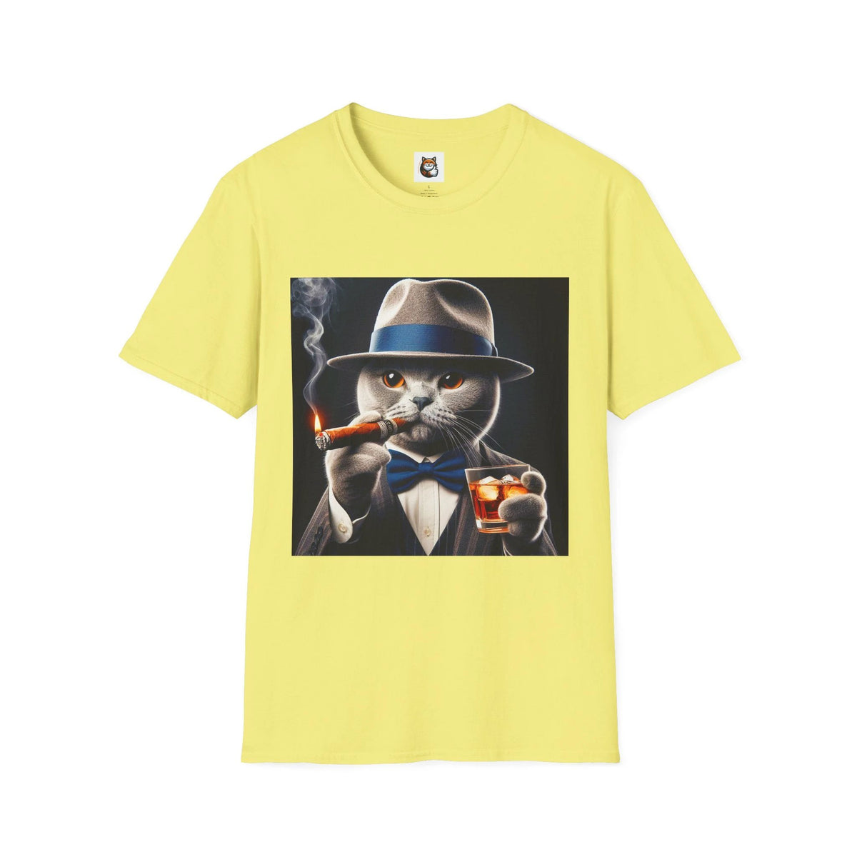 Russian Blue Cat smoking and cigars T-Shirt by Printify