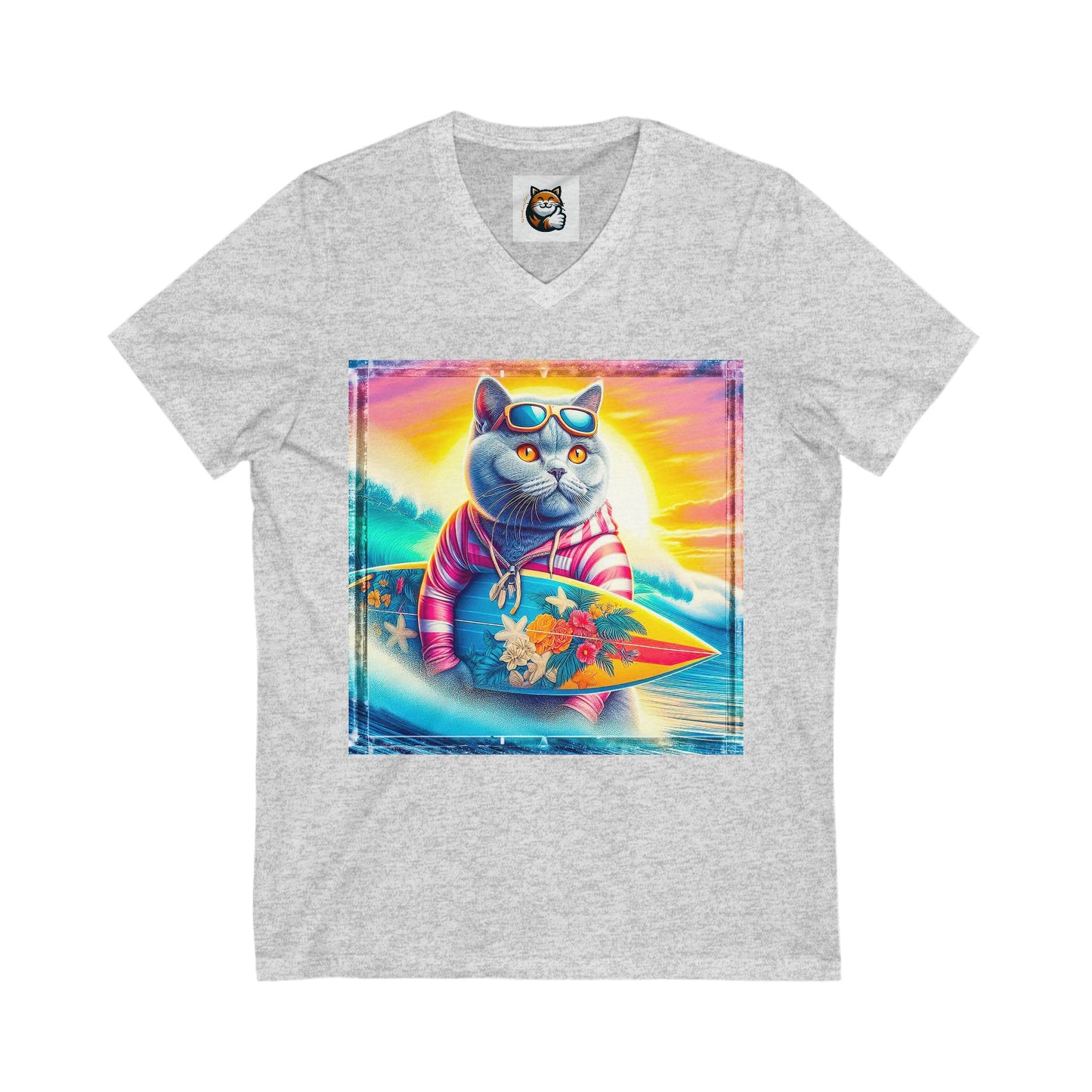 British Shorthair Unisex Jersey Short Sleeve V-Neck Tee