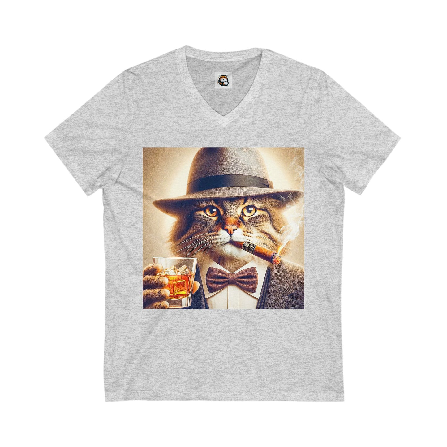 Norwegian Forest Cat Unisex Jersey Short Sleeve V-Neck Tee