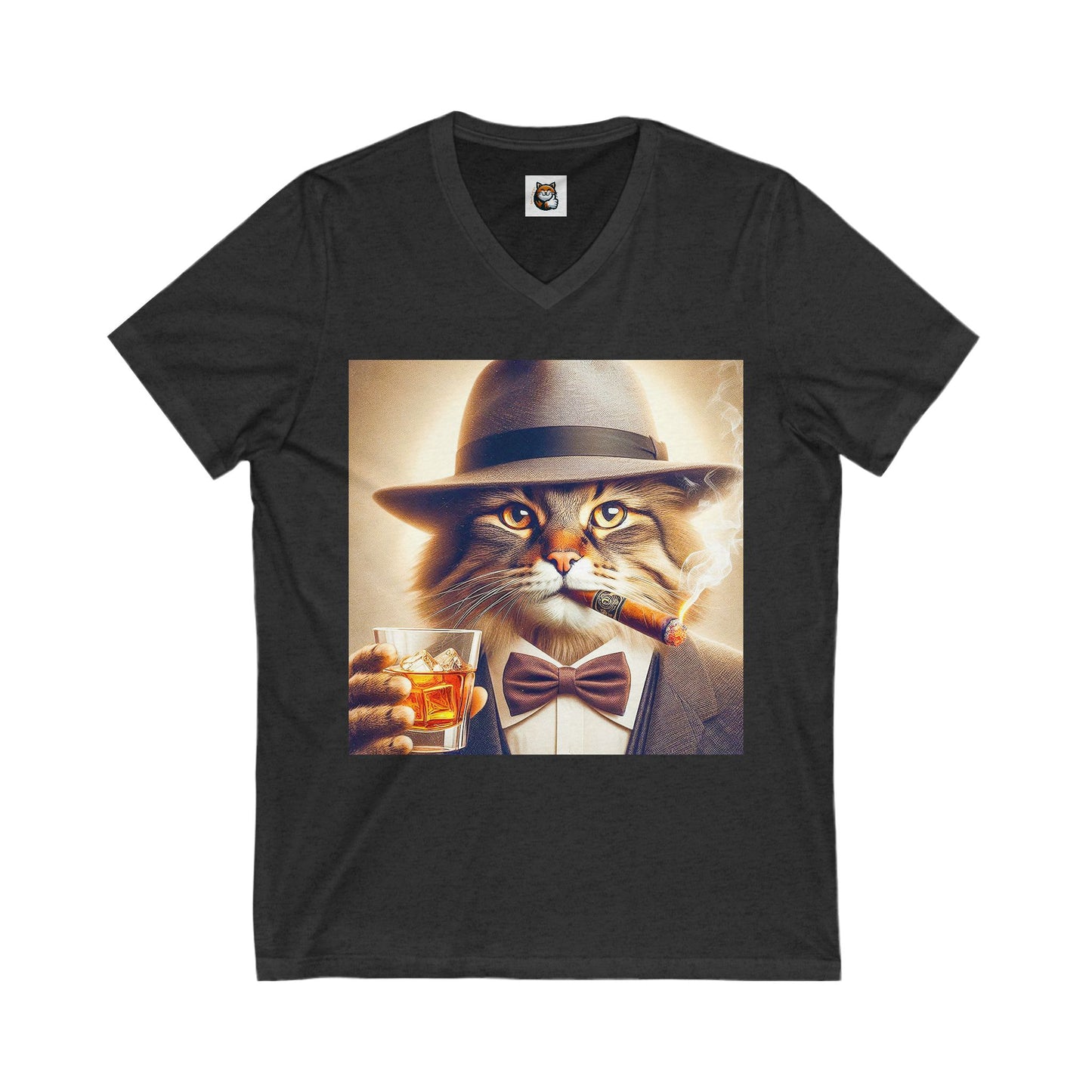 Norwegian Forest Cat Unisex Jersey Short Sleeve V-Neck Tee