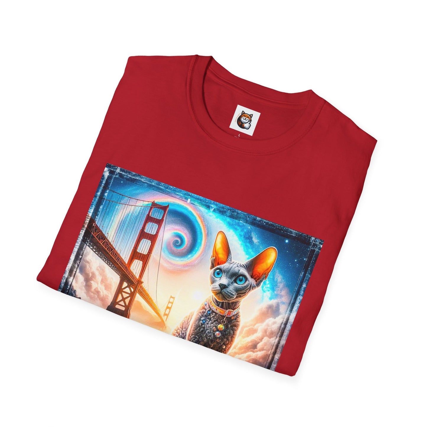 Devon Rex Unisex rainbow bridge Softstyle T-Shirt