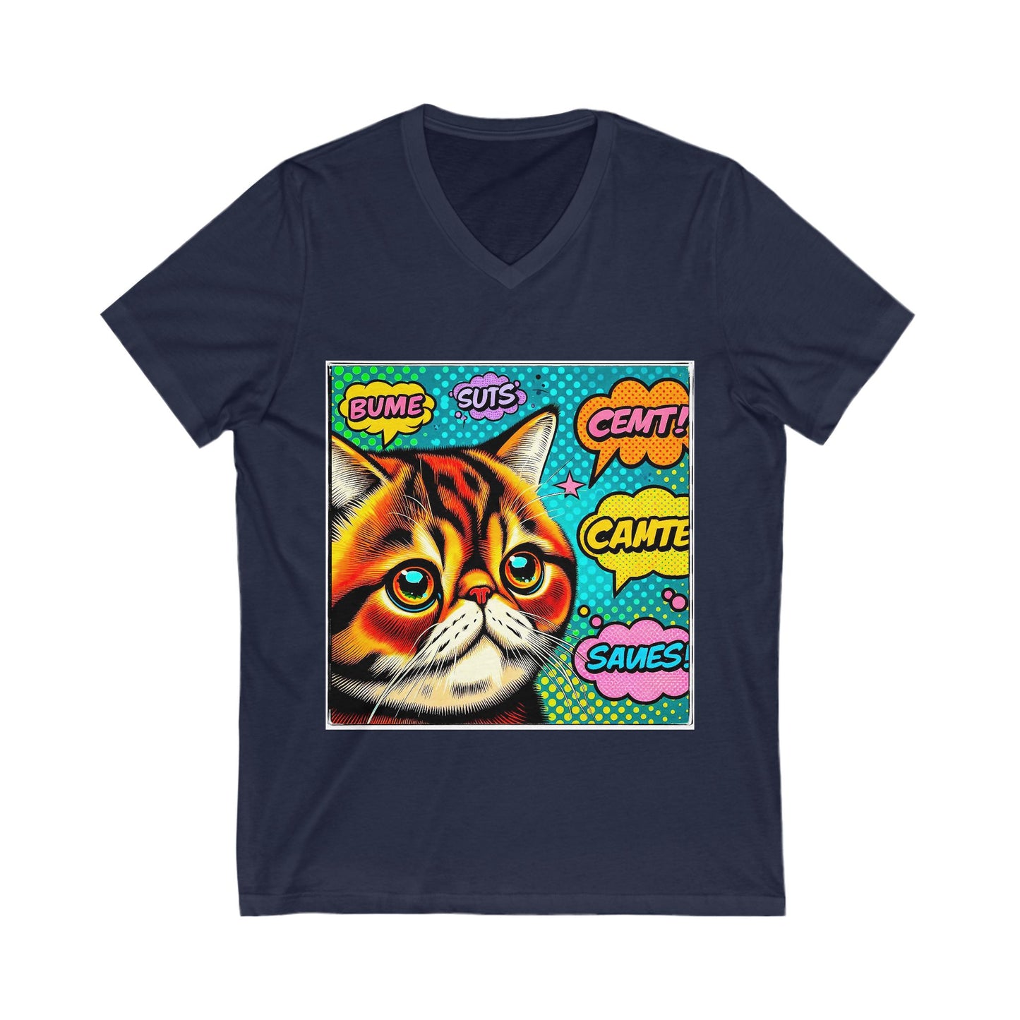 Exotic Shorthair Cat Unisex Jersey Short Sleeve V-Neck Tee