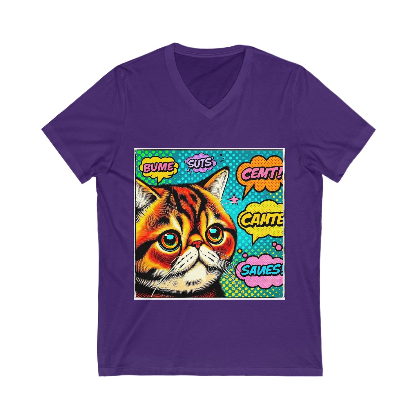 Exotic Shorthair Cat Unisex Jersey Short Sleeve V-Neck Tee