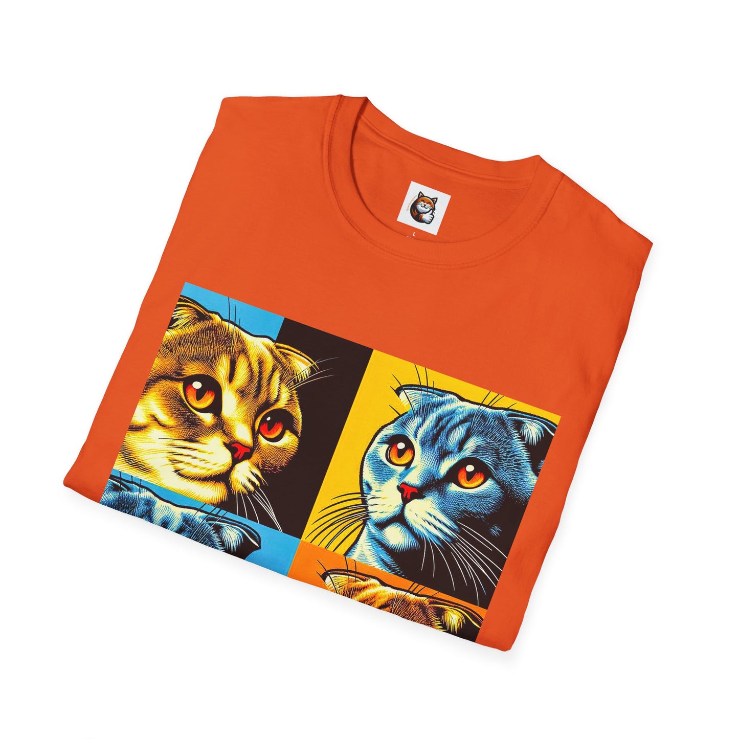 Scottish Fold Cat colorful squares  T-Shirt