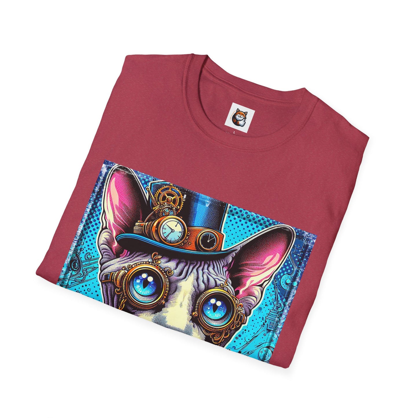 Devon Rex steam punk  Unisex Softstyle T-Shirt