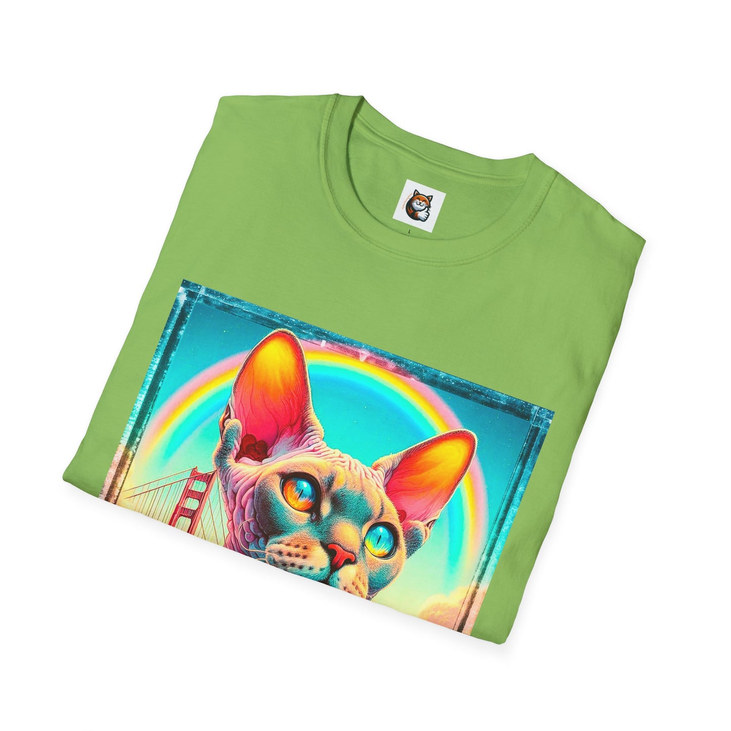 Devon Rex Cat rainbow  Softstyle T-Shirt