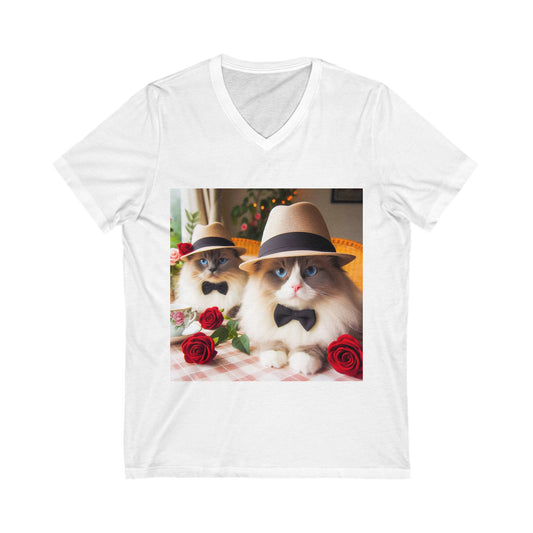 Ragdoll Cat Unisex Jersey Short Sleeve V-Neck Tee