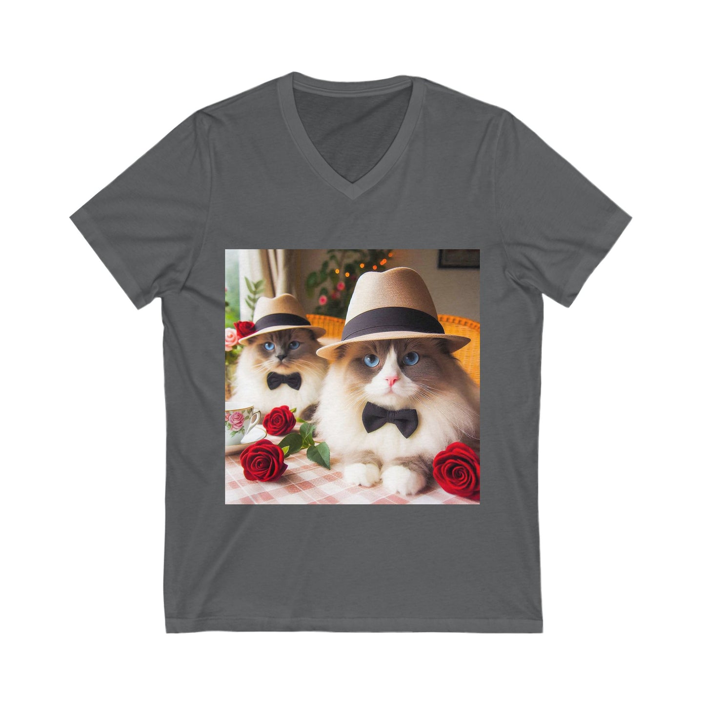 Ragdoll Cat Unisex Jersey Short Sleeve V-Neck Tee