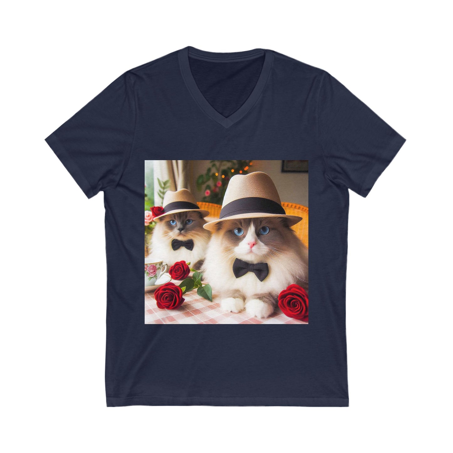 Ragdoll Cat Unisex Jersey Short Sleeve V-Neck Tee
