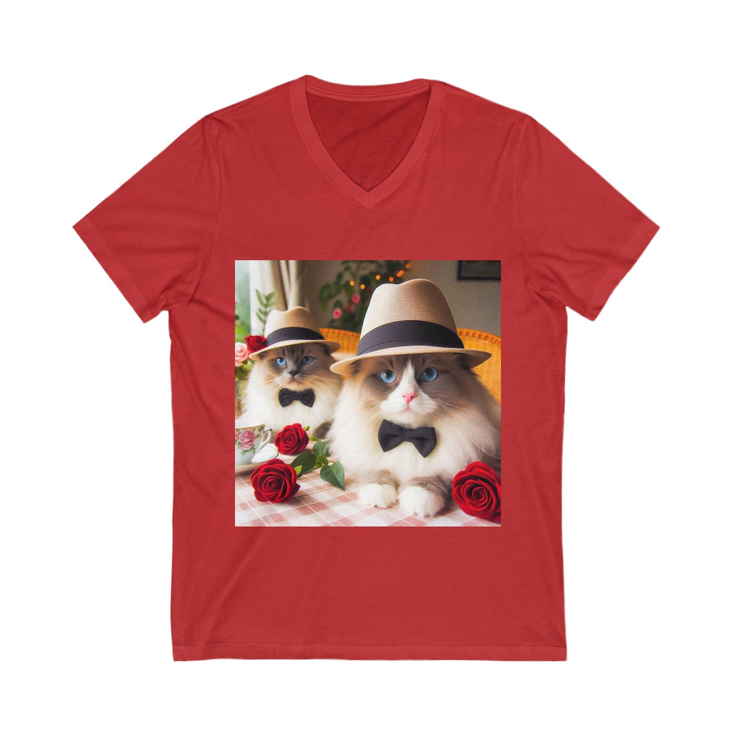 Ragdoll Cat Unisex Jersey Short Sleeve V-Neck Tee