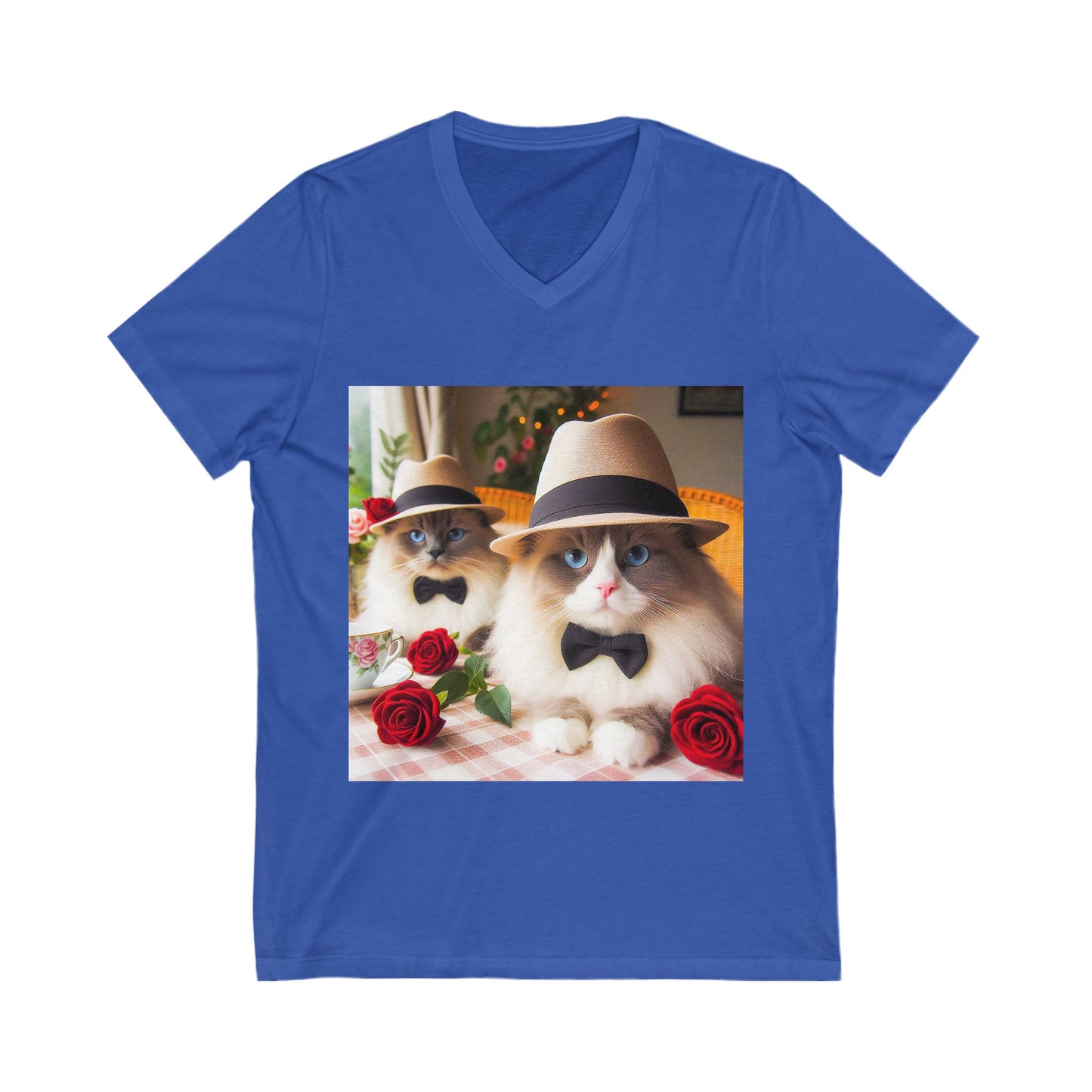 Ragdoll Cat Unisex Jersey Short Sleeve V-Neck Tee