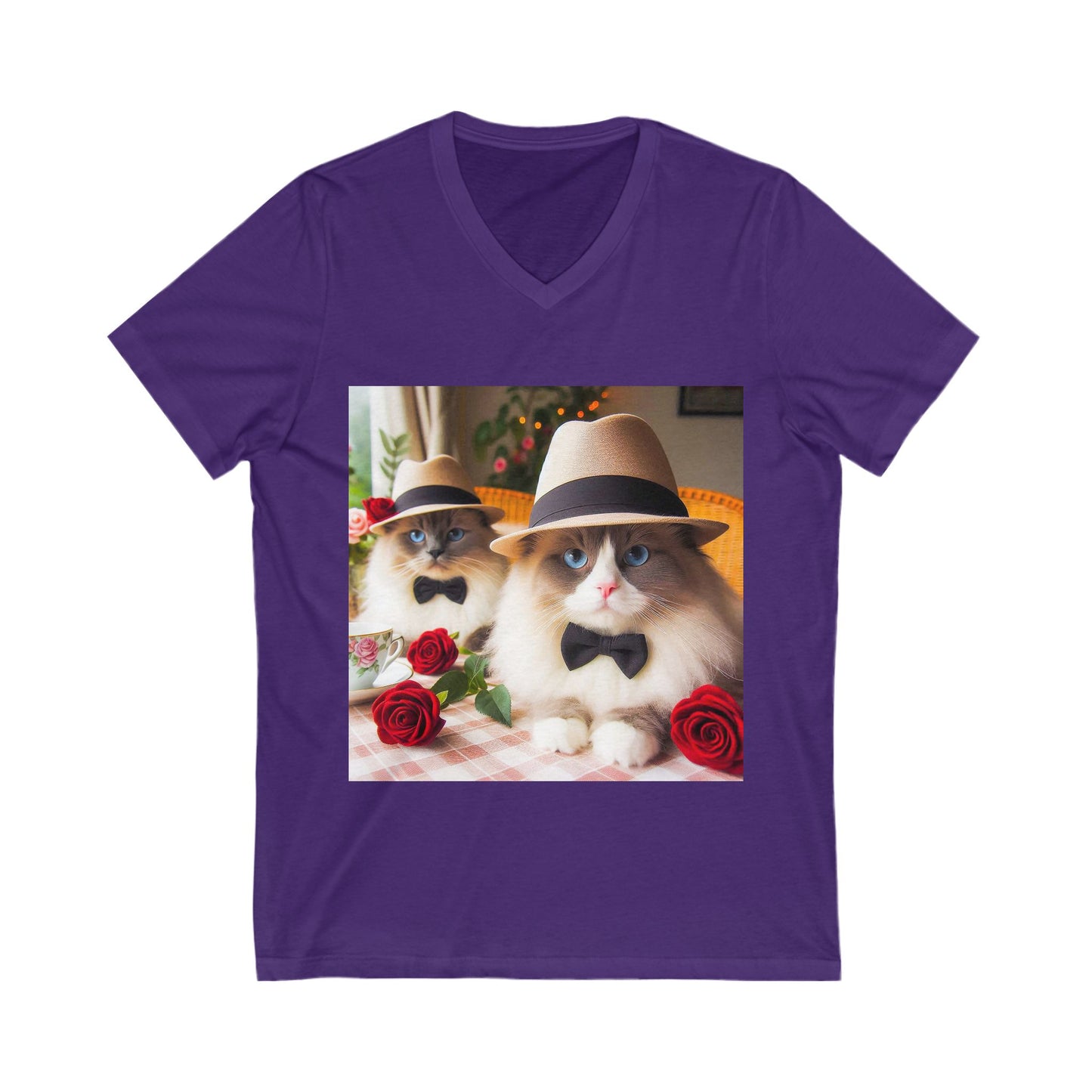 Ragdoll Cat Unisex Jersey Short Sleeve V-Neck Tee