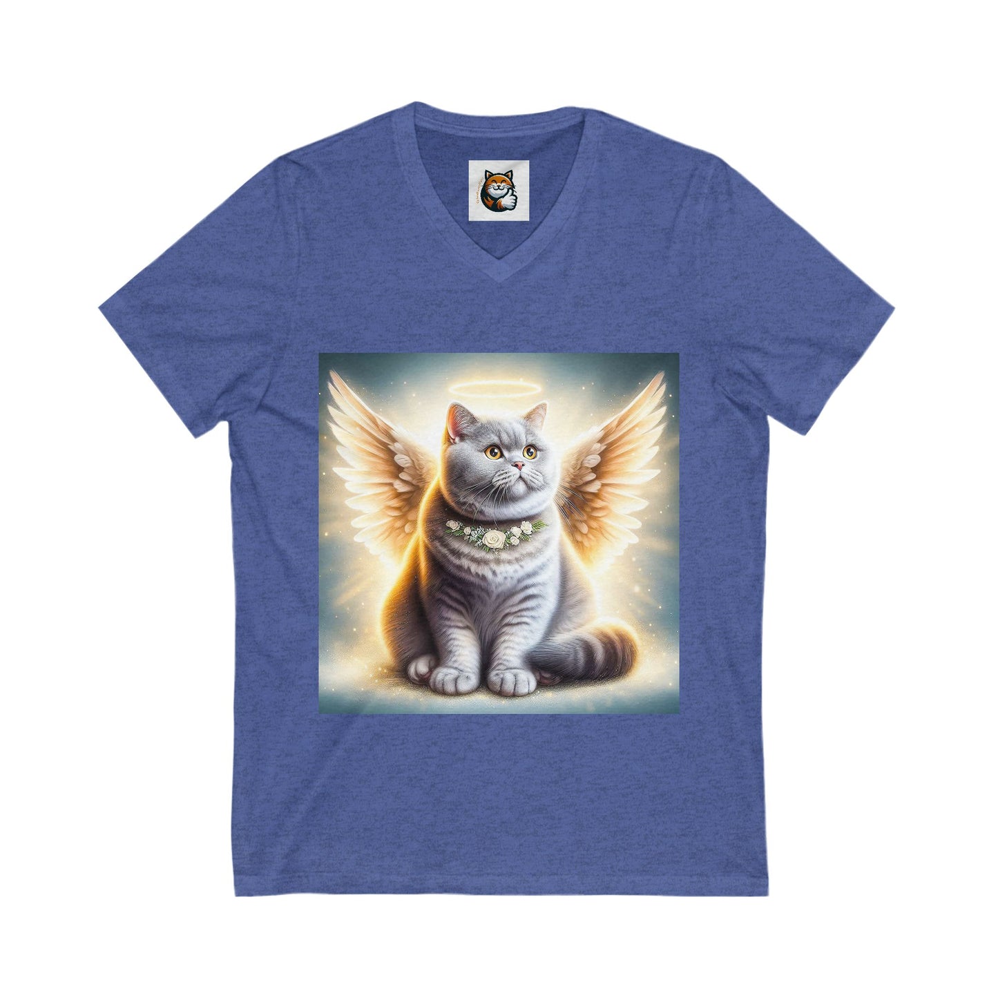 British Shorthair Angel  Jersey Short Sleeve V-Neck Tee