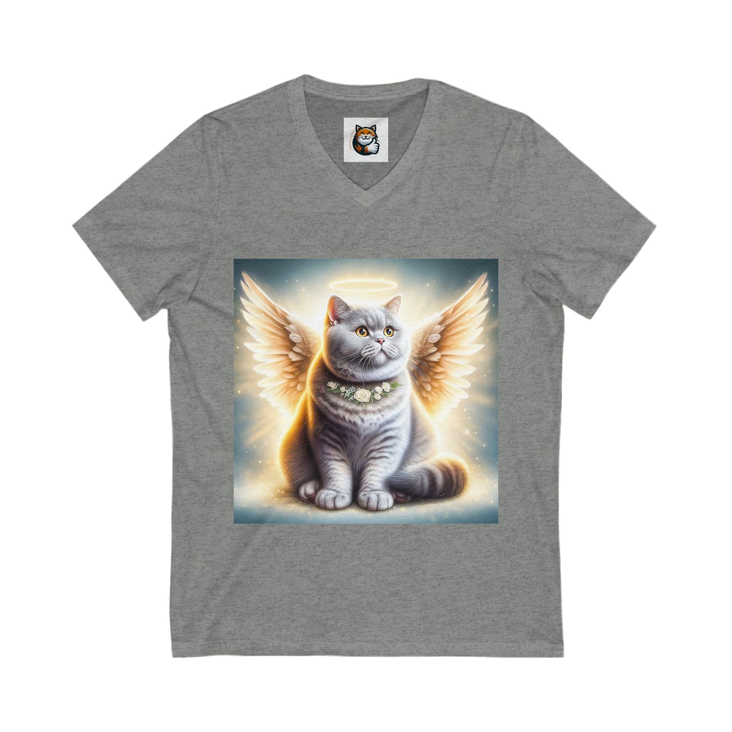 British Shorthair Angel  Jersey Short Sleeve V-Neck Tee