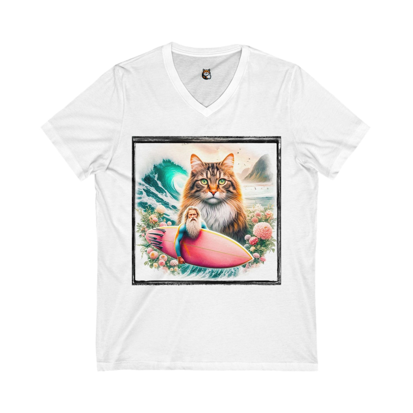Norwegian Forest Cat Unisex Jersey Short Sleeve V-Neck Tee