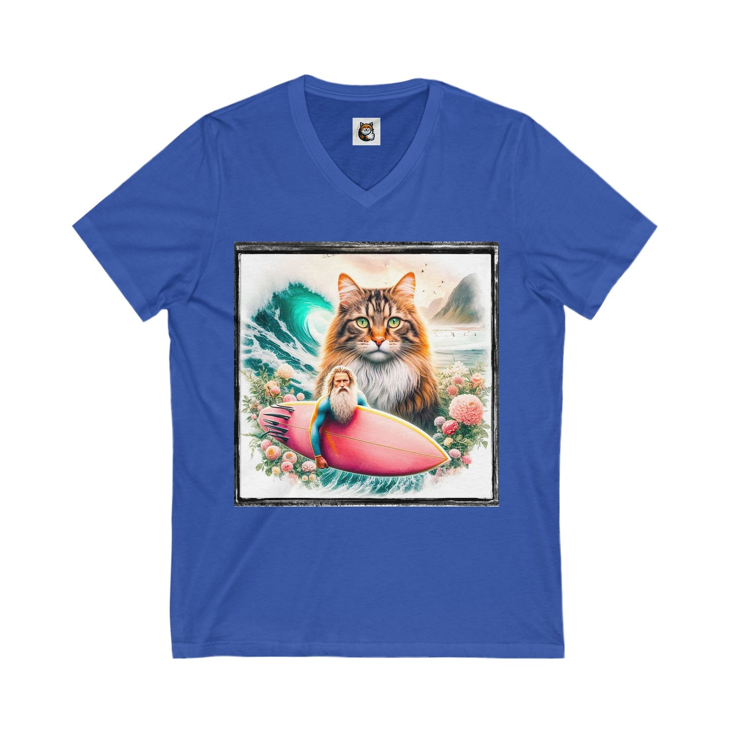 Norwegian Forest Cat Unisex Jersey Short Sleeve V-Neck Tee
