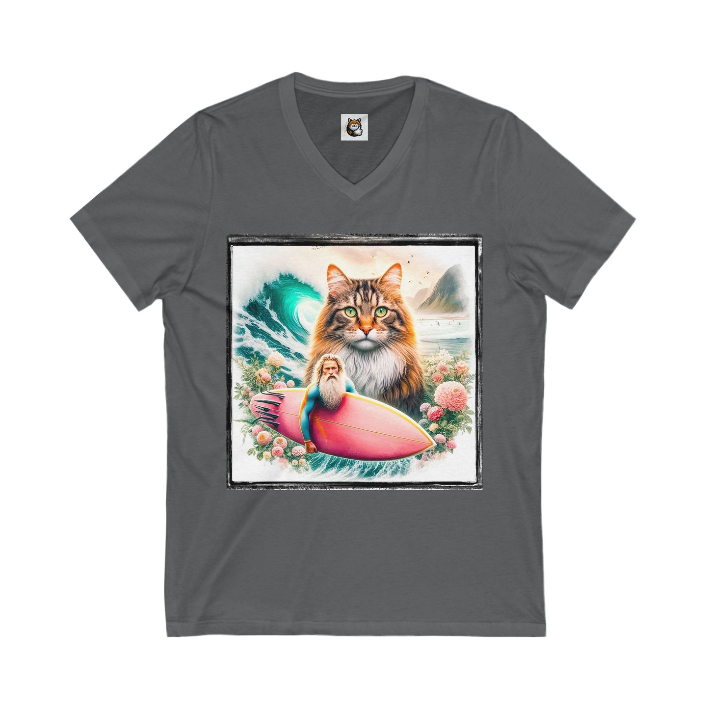 Norwegian Forest Cat Unisex Jersey Short Sleeve V-Neck Tee