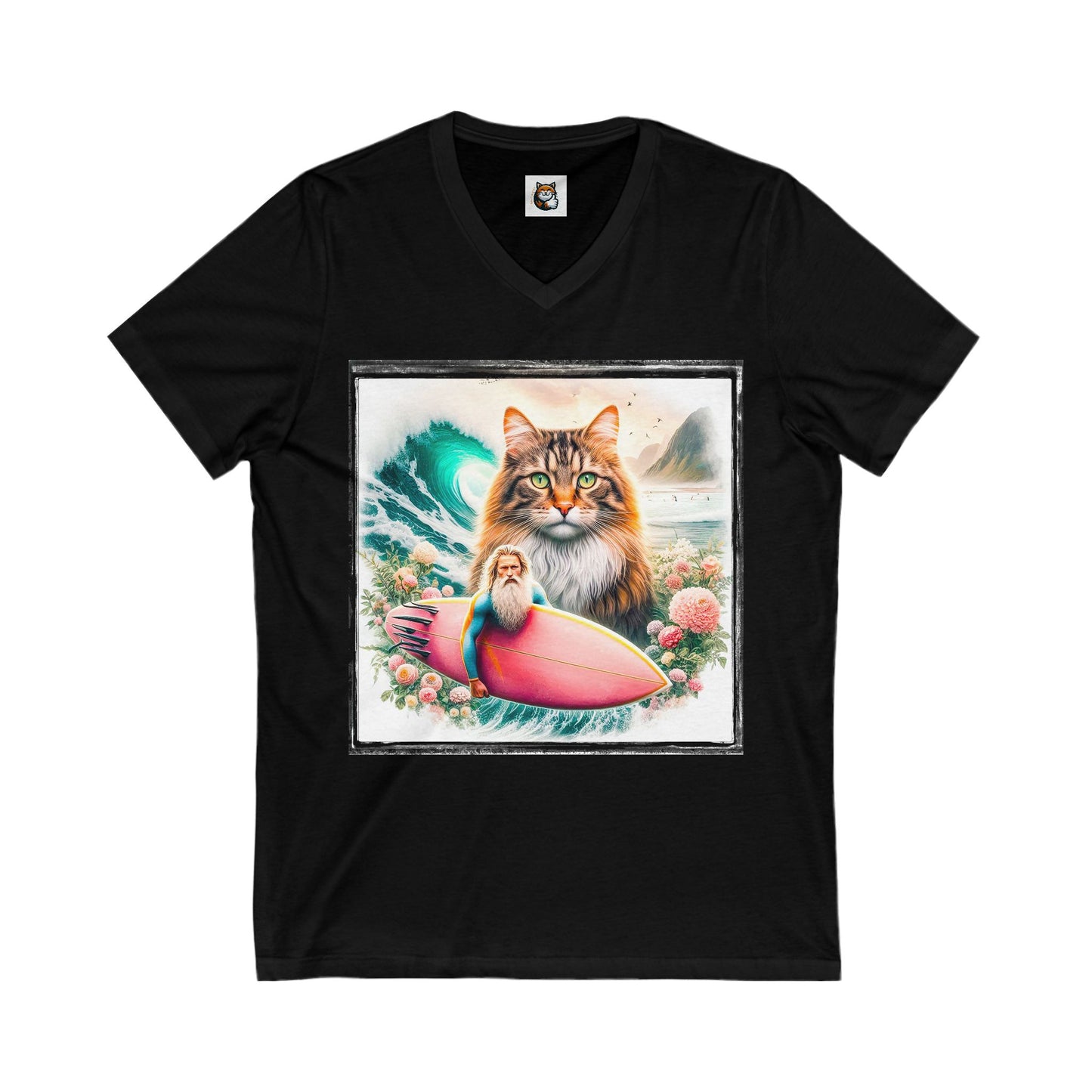 Norwegian Forest Cat Unisex Jersey Short Sleeve V-Neck Tee