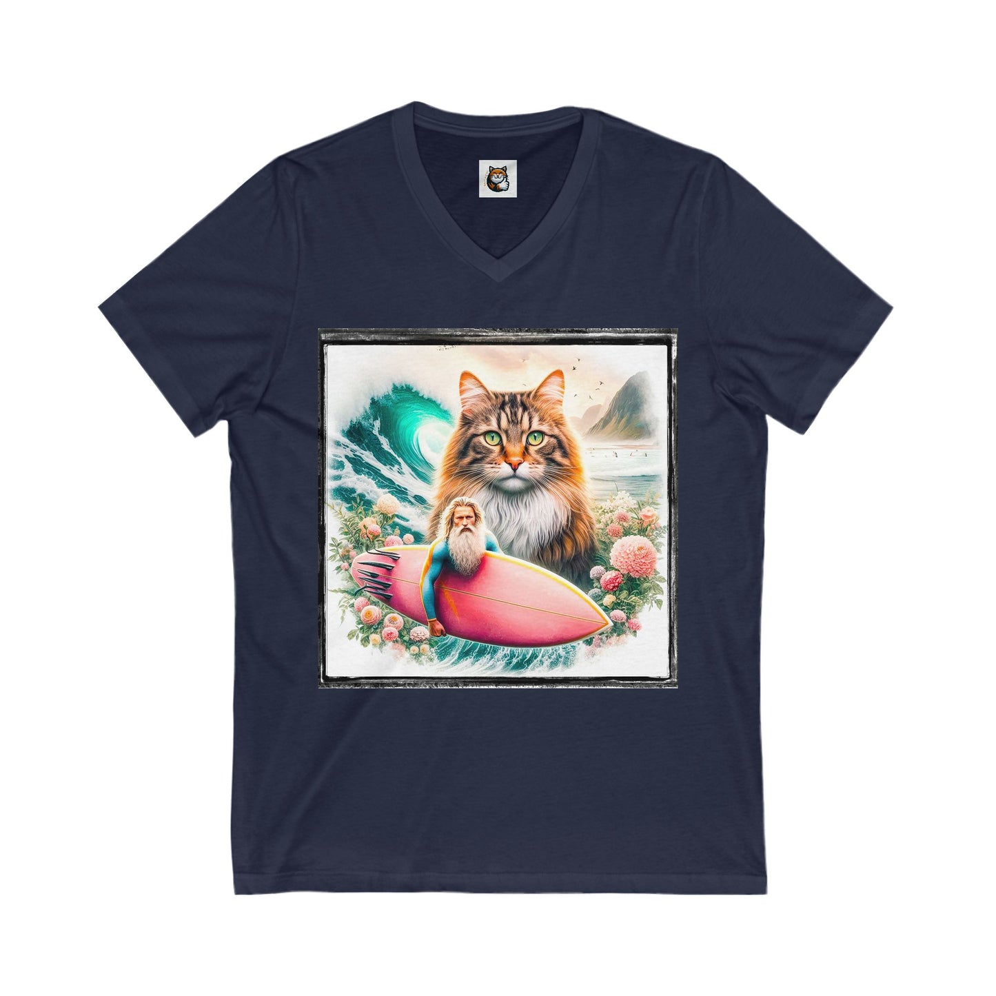 Norwegian Forest Cat Unisex Jersey Short Sleeve V-Neck Tee