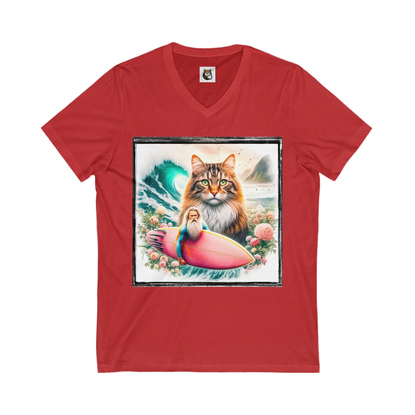 Norwegian Forest Cat Unisex Jersey Short Sleeve V-Neck Tee