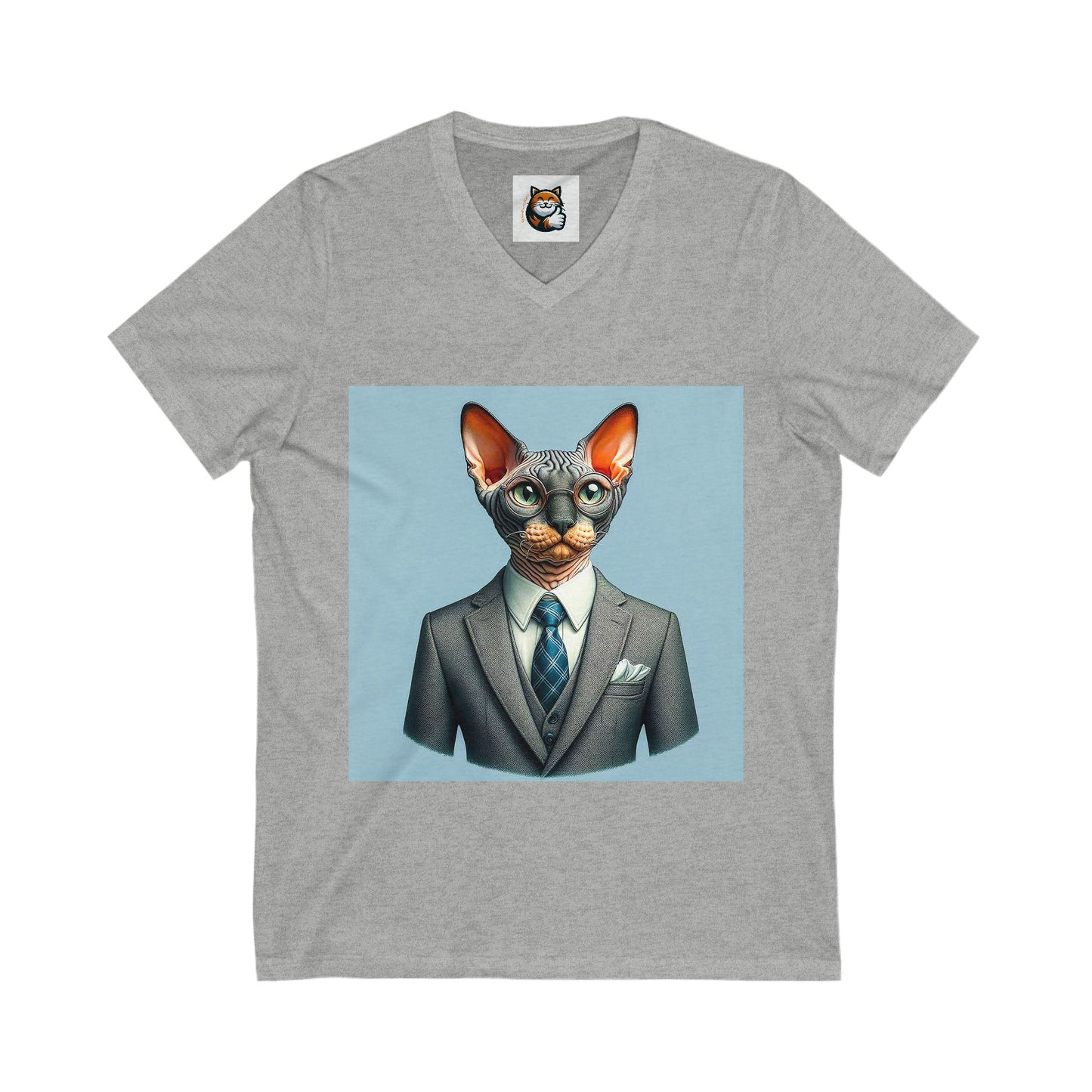 Cornish Rex Cat Unisex Jersey Short Sleeve V-Neck Tee