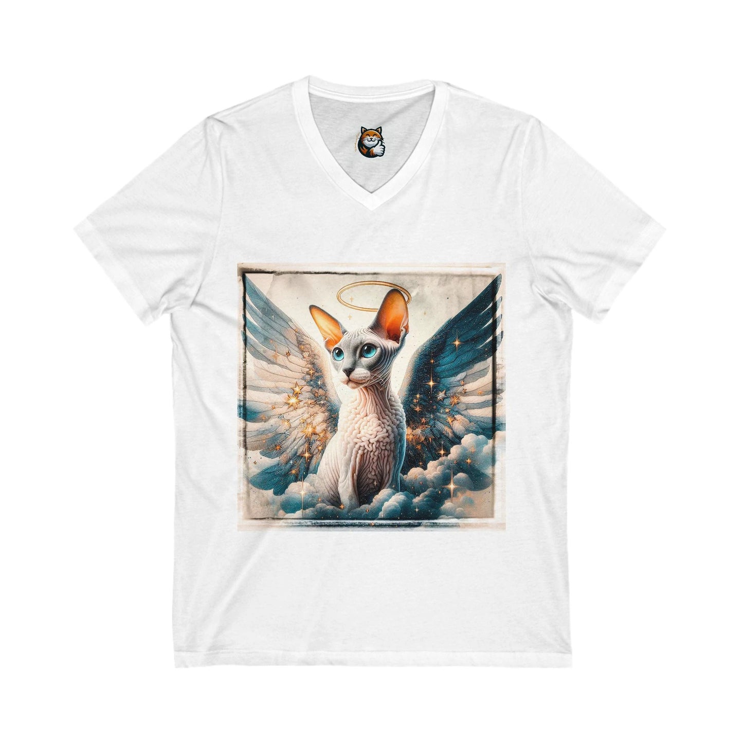 Cornish Rex Cat Unisex Jersey Short Sleeve V-Neck Tee by Printify