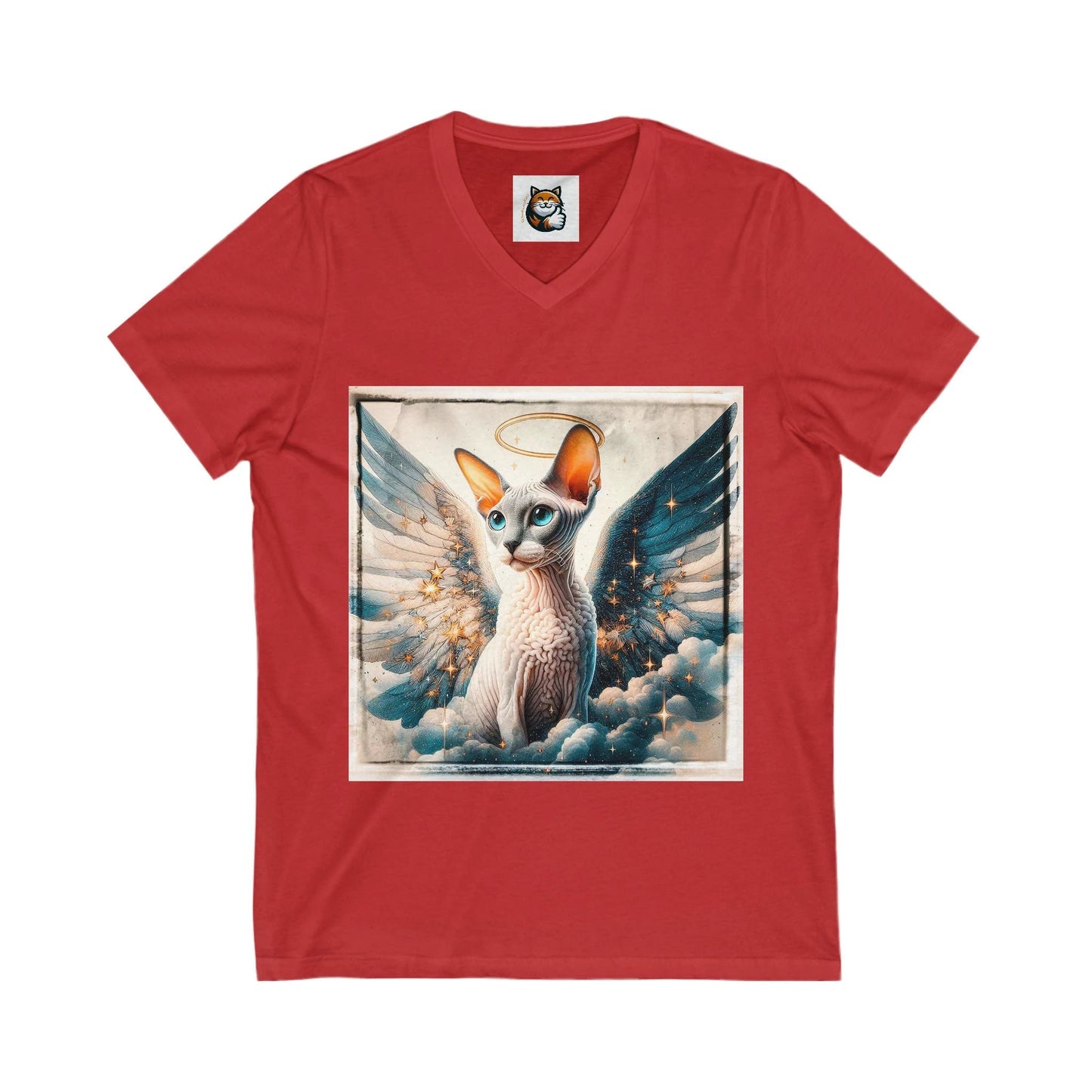 Cornish Rex Cat Unisex Jersey Short Sleeve V-Neck Tee by Printify