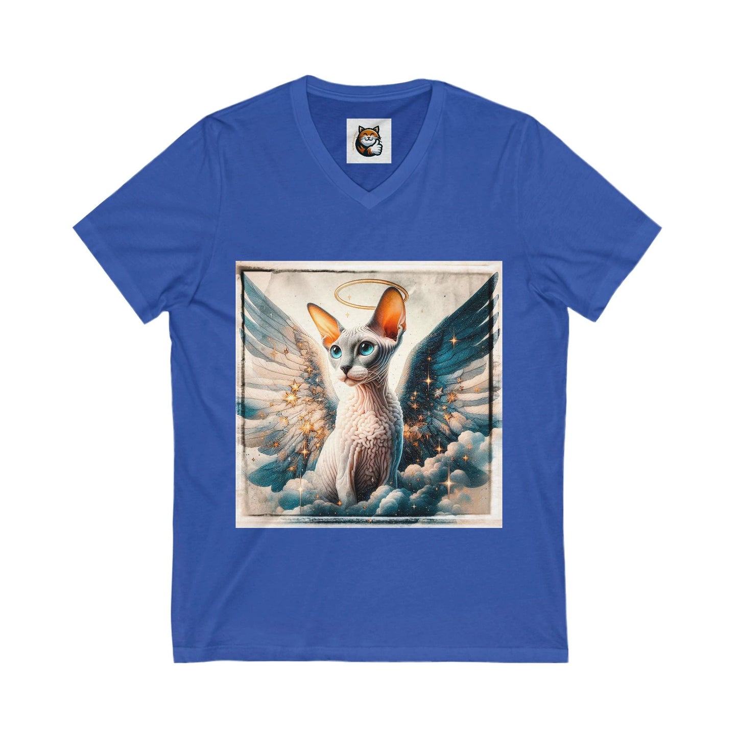 Cornish Rex Cat Unisex Jersey Short Sleeve V-Neck Tee by Printify