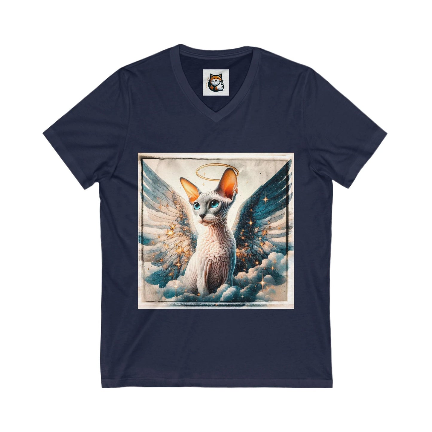 Cornish Rex Cat Unisex Jersey Short Sleeve V-Neck Tee by Printify