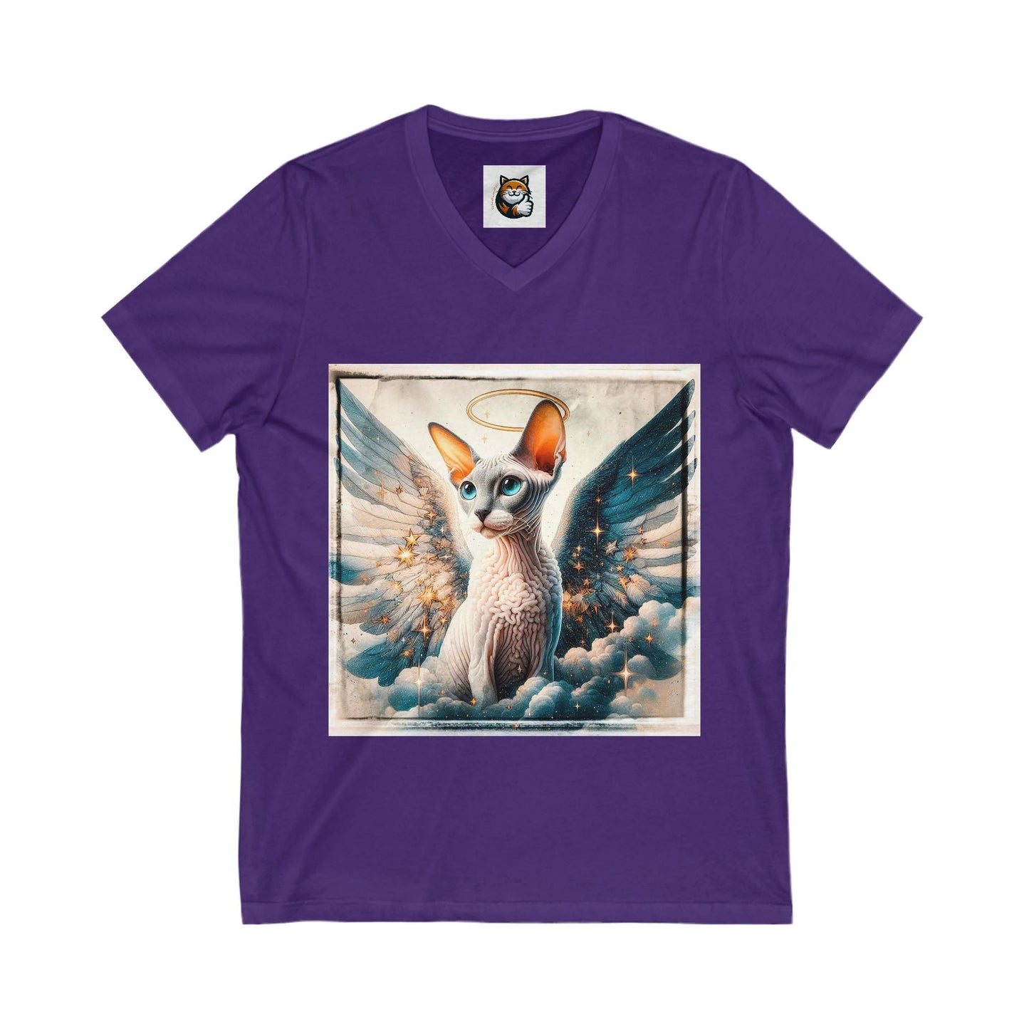 Cornish Rex Cat Unisex Jersey Short Sleeve V-Neck Tee by Printify