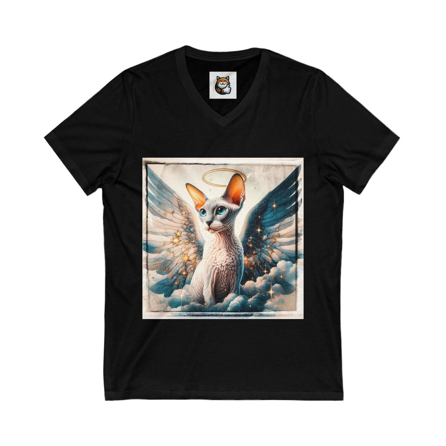 Cornish Rex Cat Unisex Jersey Short Sleeve V-Neck Tee by Printify