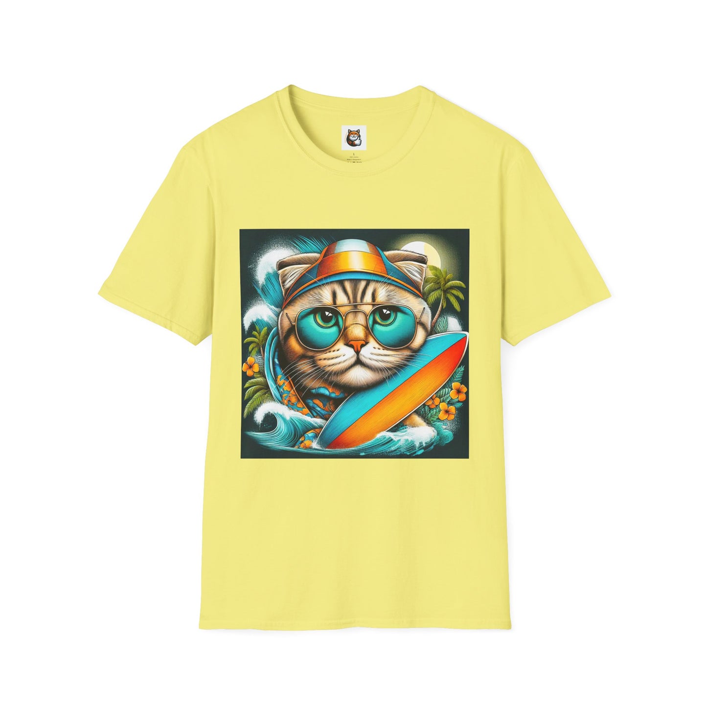 Scottish Fold Cat cool surfer  T-Shirt