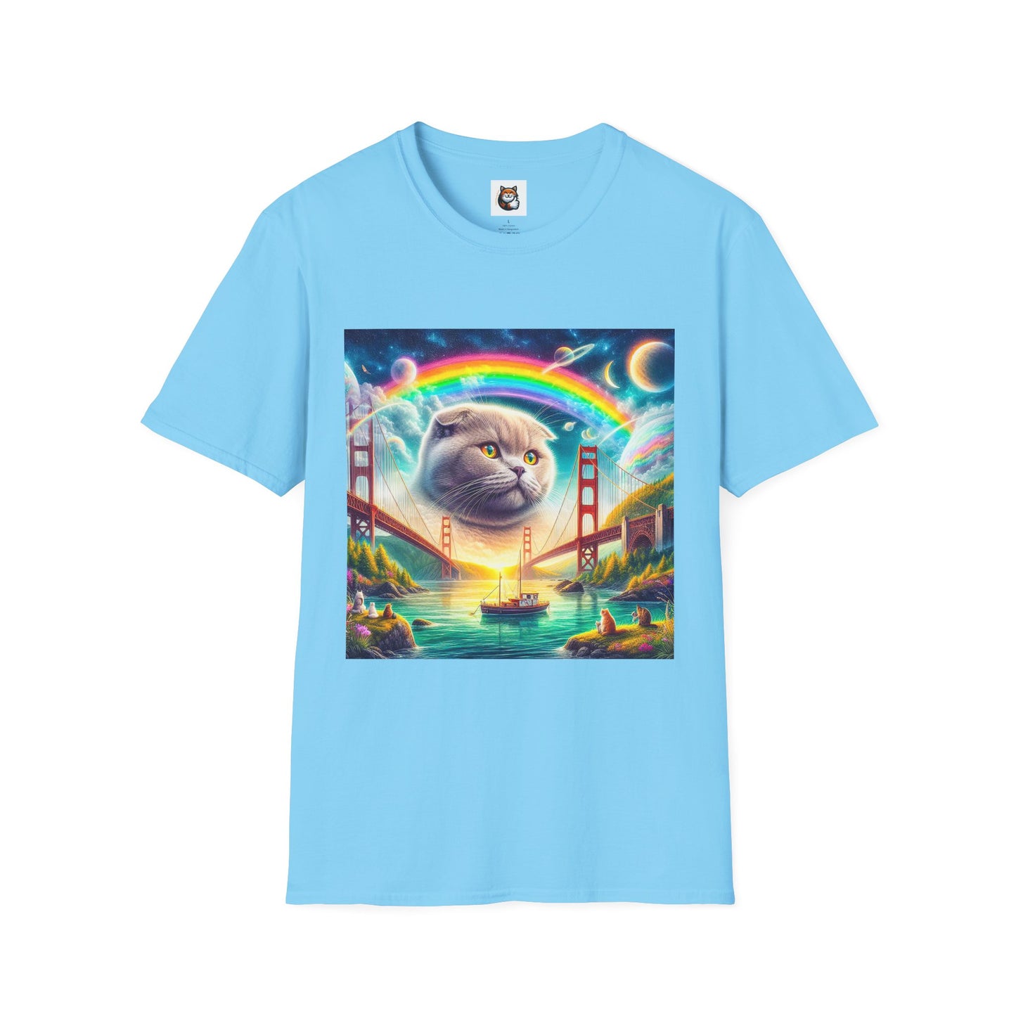 Scottish Fold Cat pretty rainbow  T-Shirt