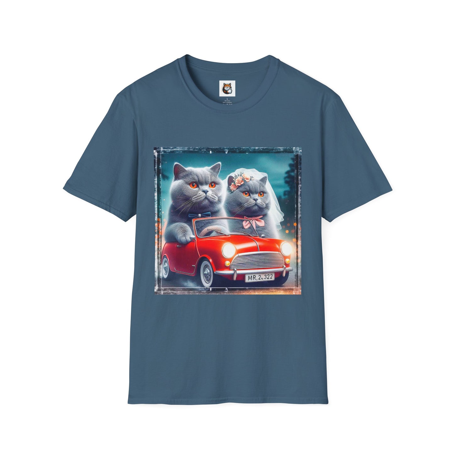Wacky British Shorthair tiny red car Softstyle T-Shirt