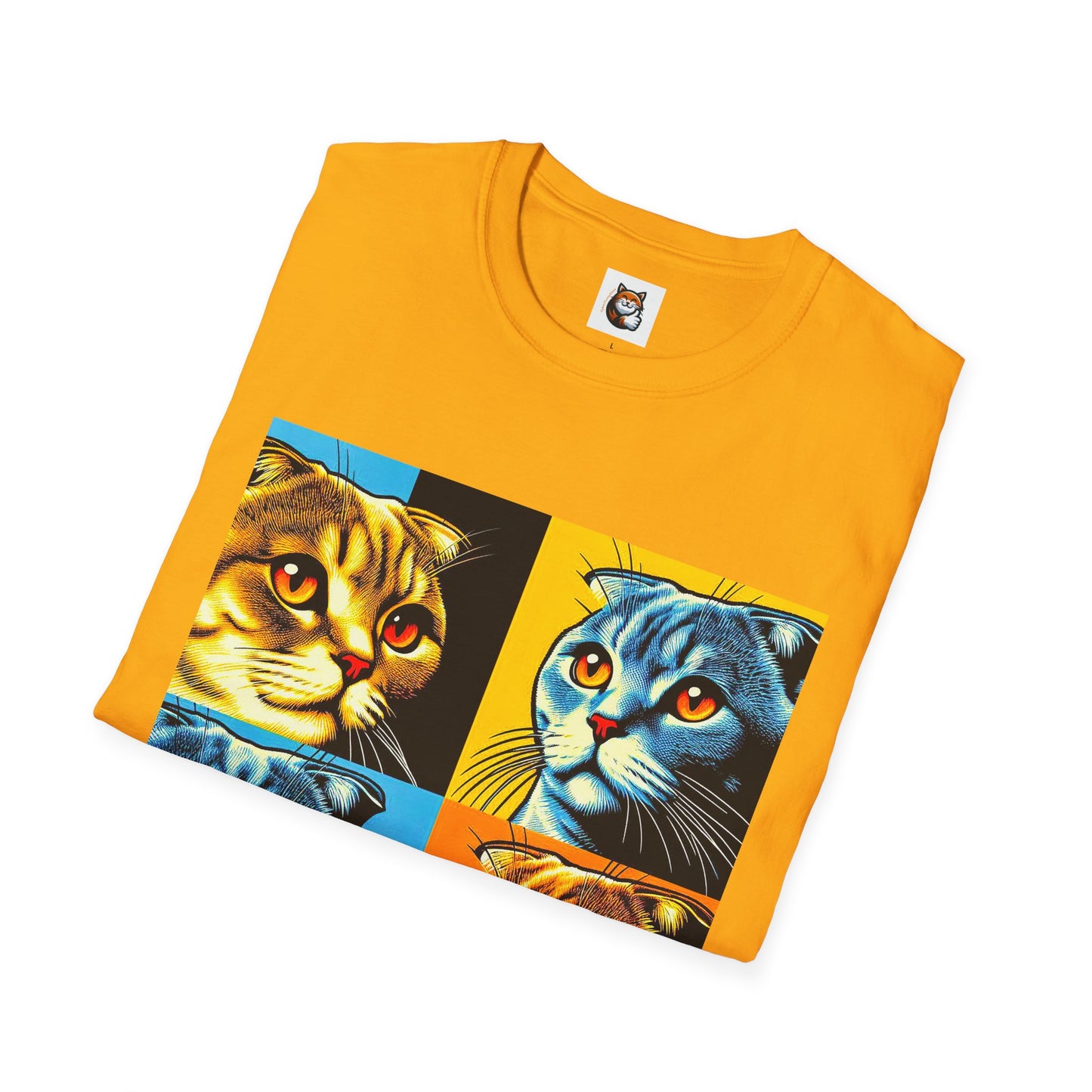 Scottish Fold Cat colorful squares  T-Shirt