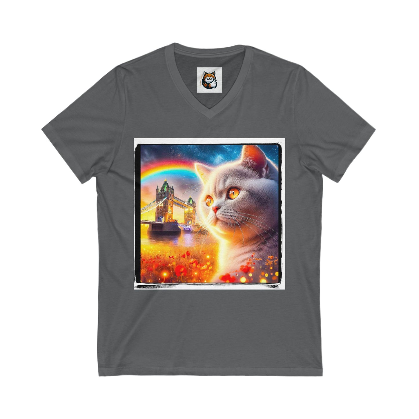 British Shorthair Unisex Jersey Short Sleeve V-Neck Tee