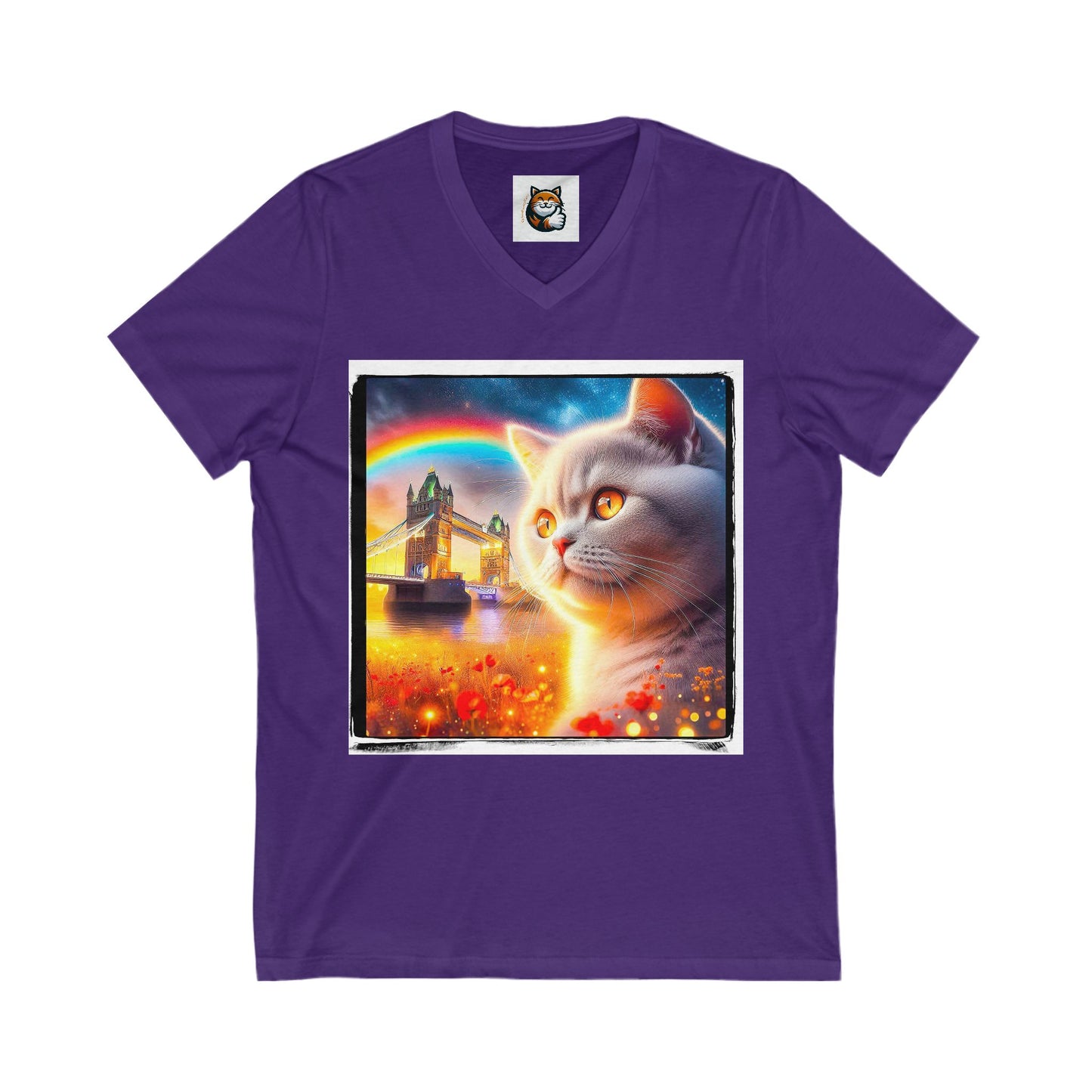British Shorthair Unisex Jersey Short Sleeve V-Neck Tee