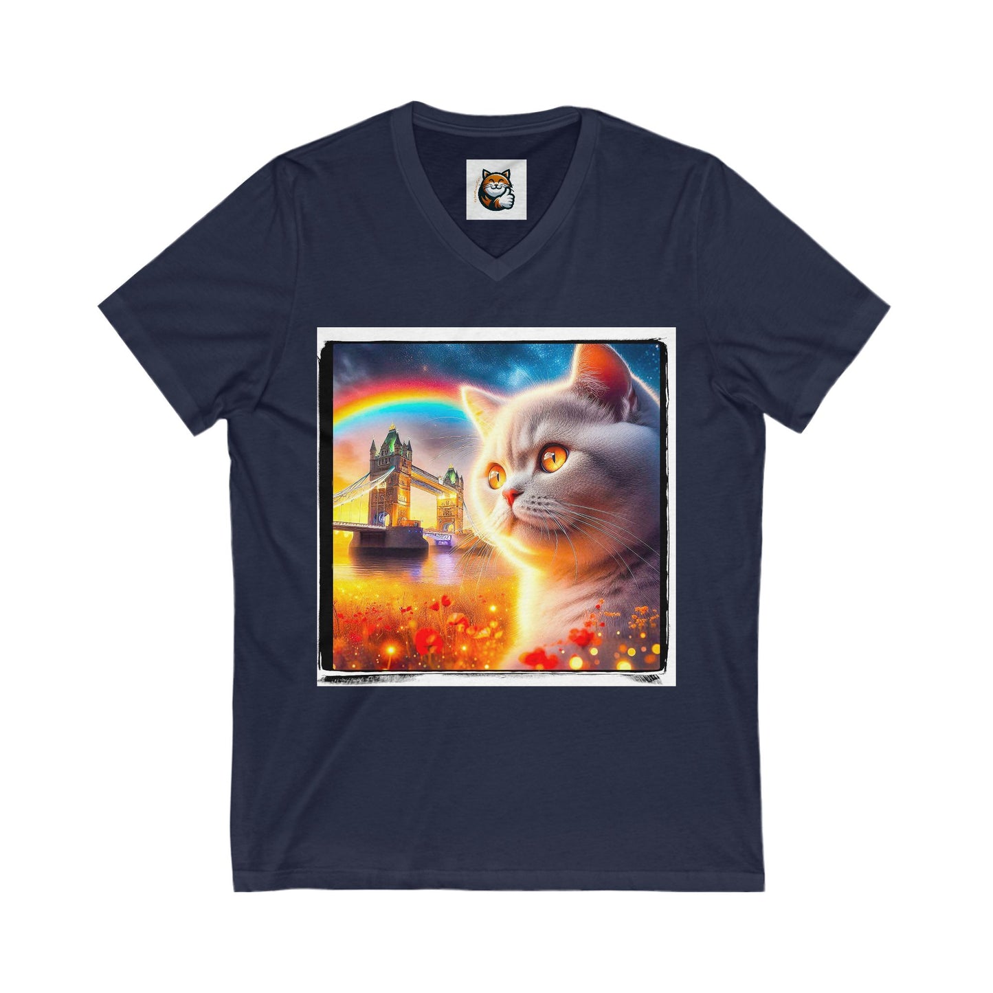 British Shorthair Unisex Jersey Short Sleeve V-Neck Tee