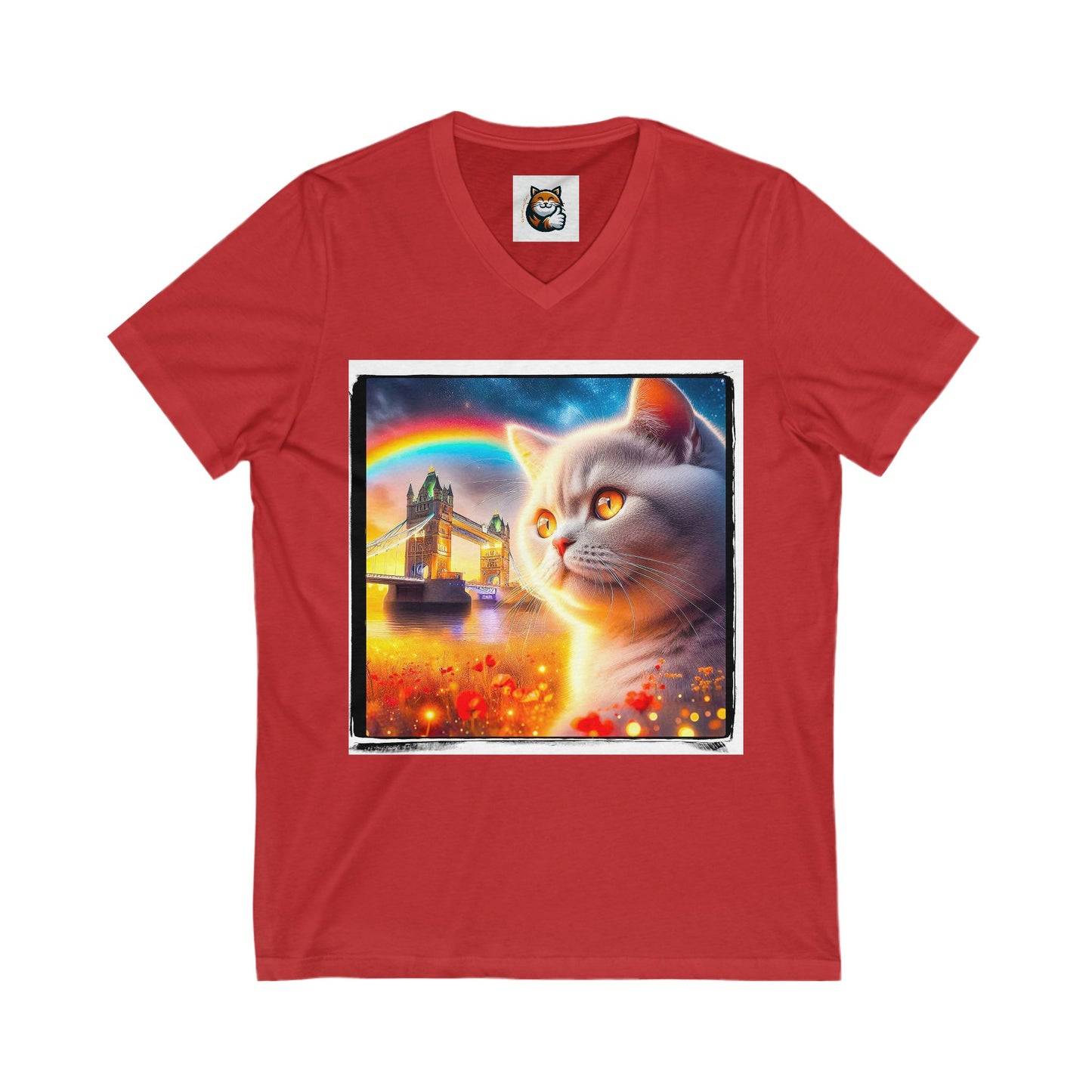 British Shorthair Unisex Jersey Short Sleeve V-Neck Tee