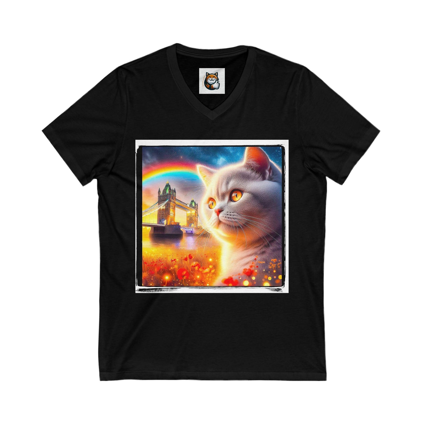 British Shorthair Unisex Jersey Short Sleeve V-Neck Tee